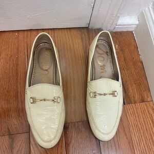 Sam Edelman Patent Cream Loafers with Gold Accent